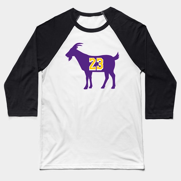 Los Angeles GOAT - number 23 - Purple Baseball T-Shirt by BuzzerBeater00